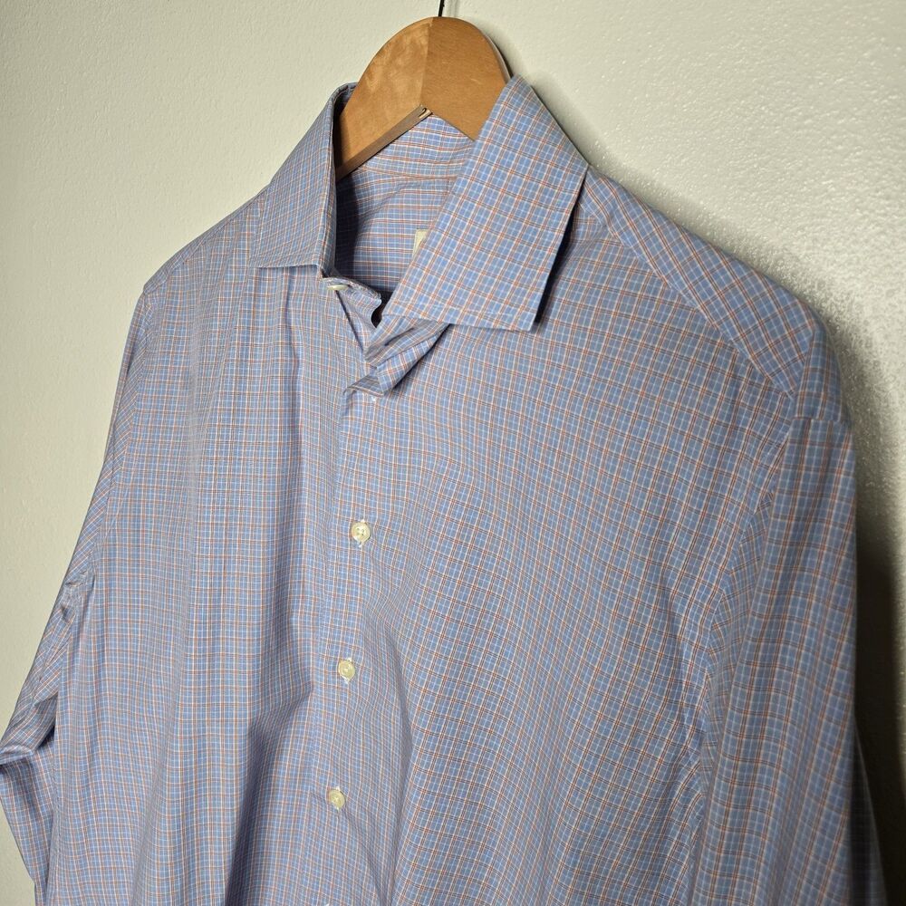 Gitman Bros Men's Blue Large Button Up Long Sleeve Plaid Shirt Made In USA